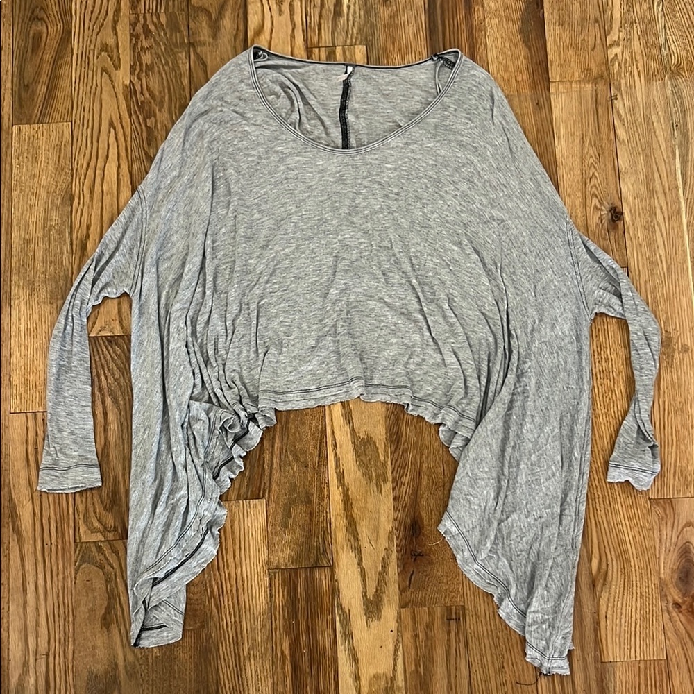 Free People Gray Long Sleeve Drape Top XS